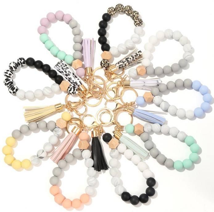 Silicone Beaded Bracelet Keychain