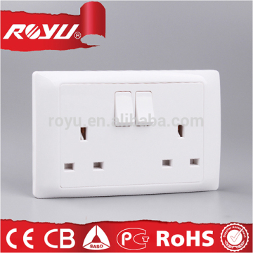 Y-L2K1SF13 BS standard PC material 2gang 13A electrical switched socket