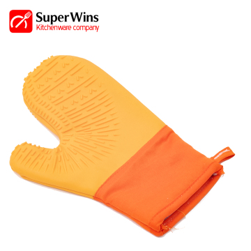Quilted Cotton Lining Heat Resistant Silicone Oven Mitts