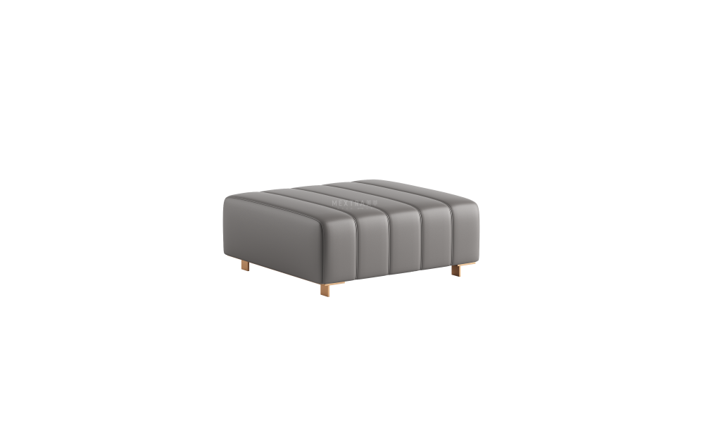 Real leather Upholstered Ottoman Stool In Birch