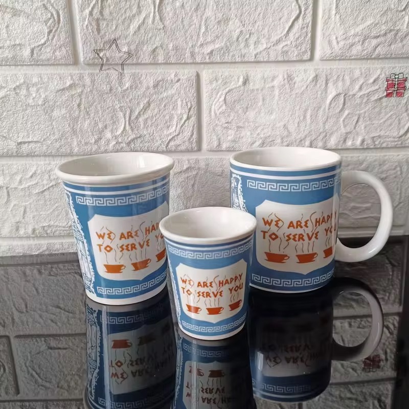 [We Are Happy To Serve You" Ceramic Mugs