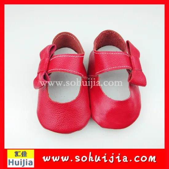 Custom made red bow cow leather flat moccasins china wholesale cheap shoes for baby
