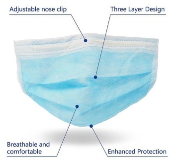 3 Ply Non Woven Medical Surgical Disposable Mask
