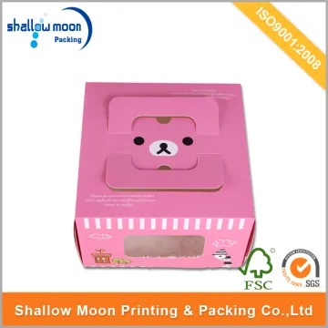 cartoon bear pvc windown cake packaging paper box
