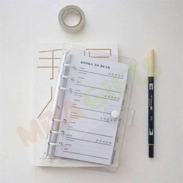 Custom White Transparent PVC Vinyl Planner Diary Notebook Cover A6 Personal Ring Binder