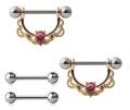 CZ Filigree Drop Nipple Shield Barbell Ringen