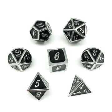 High Atmosphere 14-Color Silver Black Metal D6 Dice Set for D&D