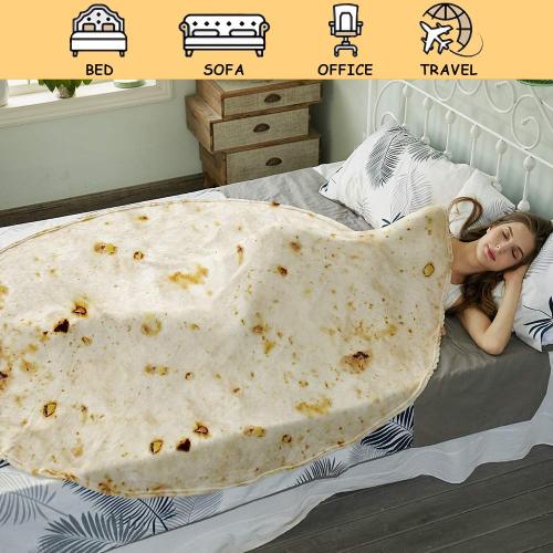 Blanket & Throw Funny Flannel Printing Round Food Tortilla Throw Blanket Supplier