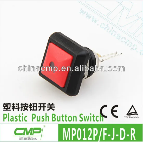 CMP 12mm plastic 1NO dustproof waterproof momentary led square push button 12 volt ip67