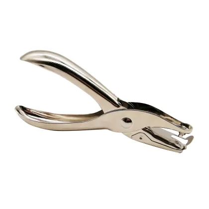 6mm Mini Round Hole Paper Punch - Metal Silver Ticket Punch Hand Plier for Office