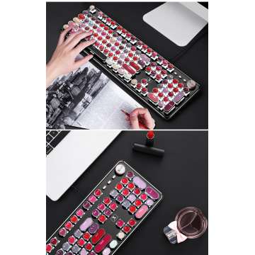 Retro rote bunte drahtlose Tastaturmaus und Kombinationen