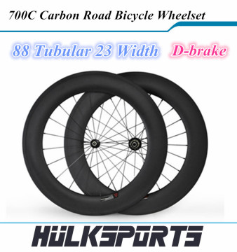 Disc Brake Depth 88mm Road Carbon Wheels;Width 23 mm Tubular Bicycle Wheels;Size 700C U shape wheelset;BIKE Wheelset