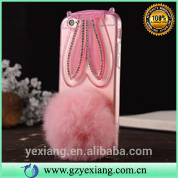 Top selling products rabbit ear fur ball design tpu back cover case for vivo y33 case