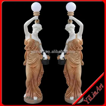 Outdoor Garden Marble Light Holder Statue