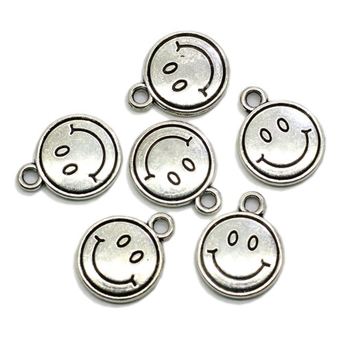 En gros 100 Pcs Plaqué Visage Souriant Charmes Pendentif Rond Collier DIY Artisanat Bijoux Embellissement Accessoires