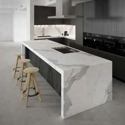 enginneered calacatta white quartz stone artificial stone slab