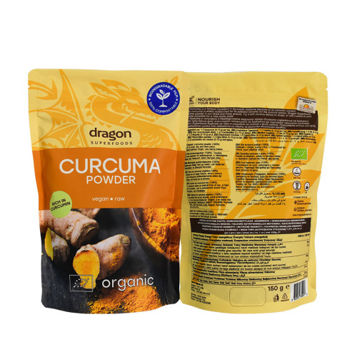 Bio-degradable Customized Printing Curcuma Powder Package Stand Up Pouch with Zip Lock