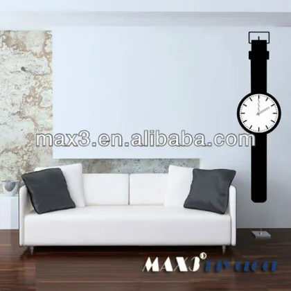 DIY Big black watch decal wall clock 3D stickers