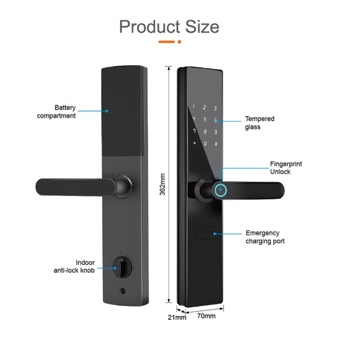 Интеллект Ttlock Электронная ручка с отпечатками фонаря