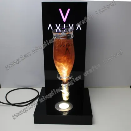 2016 LED gin liquor rotating acrylic illuminated sparkling gold wine bottle display stands