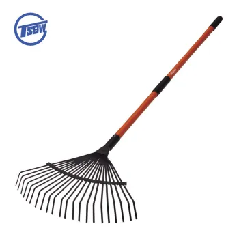 Long Fiberglass Handle Steel Leaf Farming Garden Rake