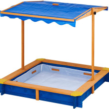 Kids Wooden Outdoor Sandbox with Canopy for Garden