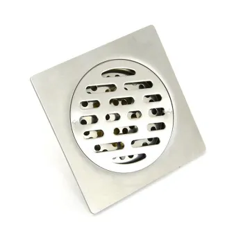 Anti-Odor Polished Chrome Brass 4 Inch Square Bathroom Floor Drain