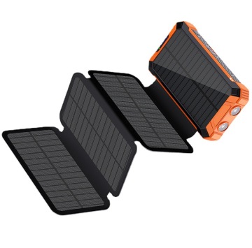 Pabrik 25000mAh 3A Power Solar Charger Power Bank dengan 4 panel surya untuk berkemah