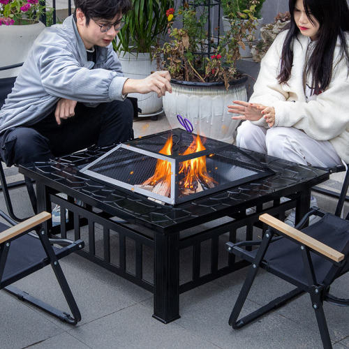 Outdoor square Garden Patio Slate Fire Pit Stove