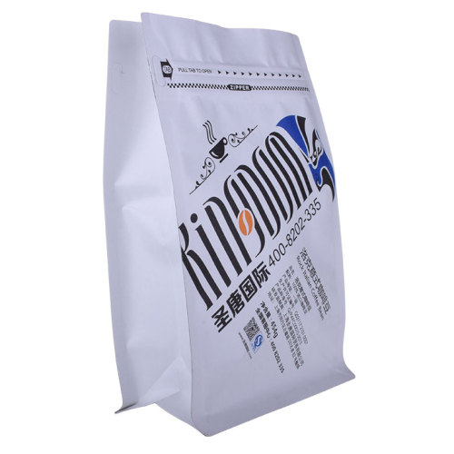 Biologisk nedbrytbar papirkaffepose med kaffeventil og glidelås