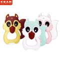 Kostenlose Probe Cartoon Tiere Design Food Grade Silikon Beißring angepasst machen