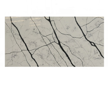 White Quartz Solid Surface Kitchen Countertop with Black Veins