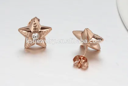 Beautiful Stainless Steel Star Rose Gold Earrings Jewelry Fashion for Women