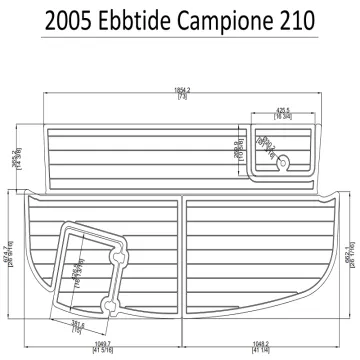 Ebbtide Campione 210 Swim Platform Pad Boat with EVA Teak Decking 1/4\" (6mm)