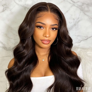 Deep wave 13x6 Lace Front Wig Human Hair Natural Brown 12‑32 Inch