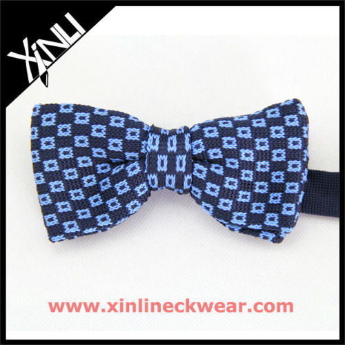 Navy with Blue Grid Bowties Knitted