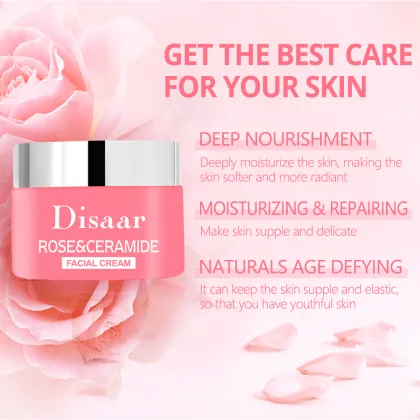 Rose & Ceramide Facial Cream - Vitamin E Skin Nourishing Moisturizer