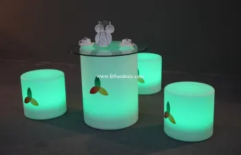 Outdoor Furniture With Glass Built-in Rechargeable Battery And Rgb Light