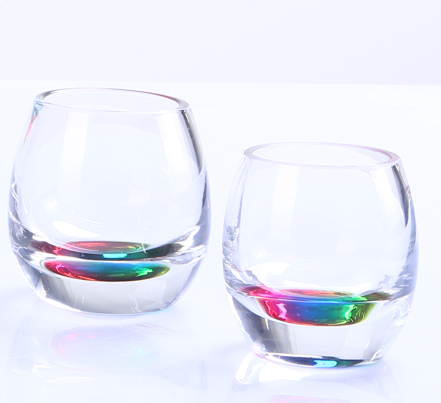 BR-9128-7Stemless Wine Glass With Rainbow Bottom