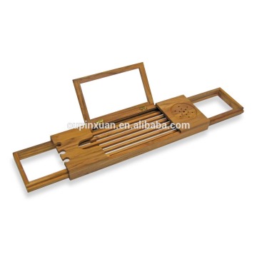 Bamboo Bathtub tray Caddy with Extending Sides and Adjustable Book Holder new bathroom rack with bath soap and Stemware holder