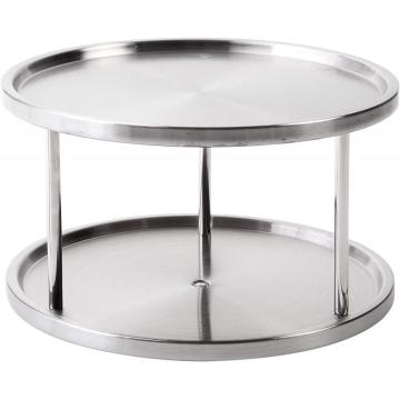 Round Stainless Steel 2 Tier Lazy Susan Turntable