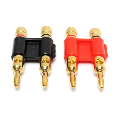 Black Dual Banana Plug Gold Plated Audio Connector