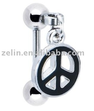 Black Peace Sign Dangle Eyebrow Ring,316L jewlery,body jewelry
