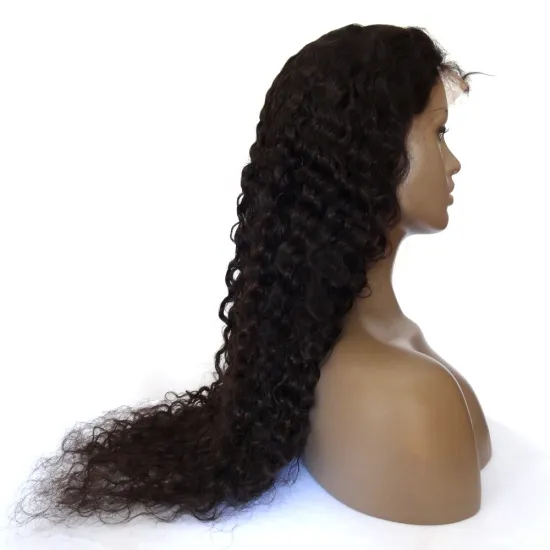 Virgin Human Hair Wig: 10\"-30\", Natural Color, Glueless Preplucked Frontal Deep Wave, 360 Lace Wig