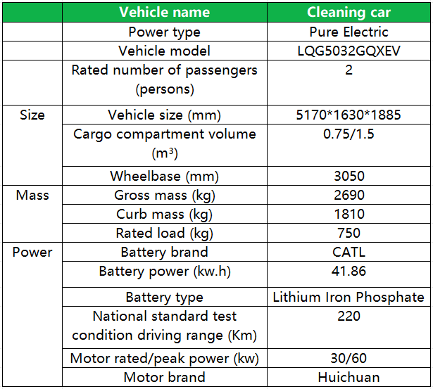 Pure electric cleaning vehicle