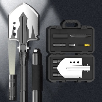 Outdoor Survival Shovel with Flashlight and Sponge Handle Cover