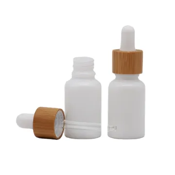 White Essential Oil Bottle With Bamboo Dropper