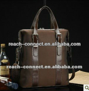 high quality shoulder laptop canvas men briefcase with leather trim