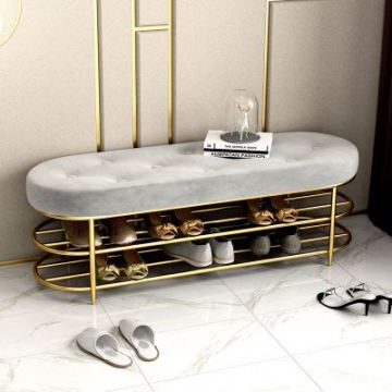 Modern Fabric Shoe Stool for Small Apartments