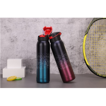 Stainless steel vacuum sports thermos cup with straw